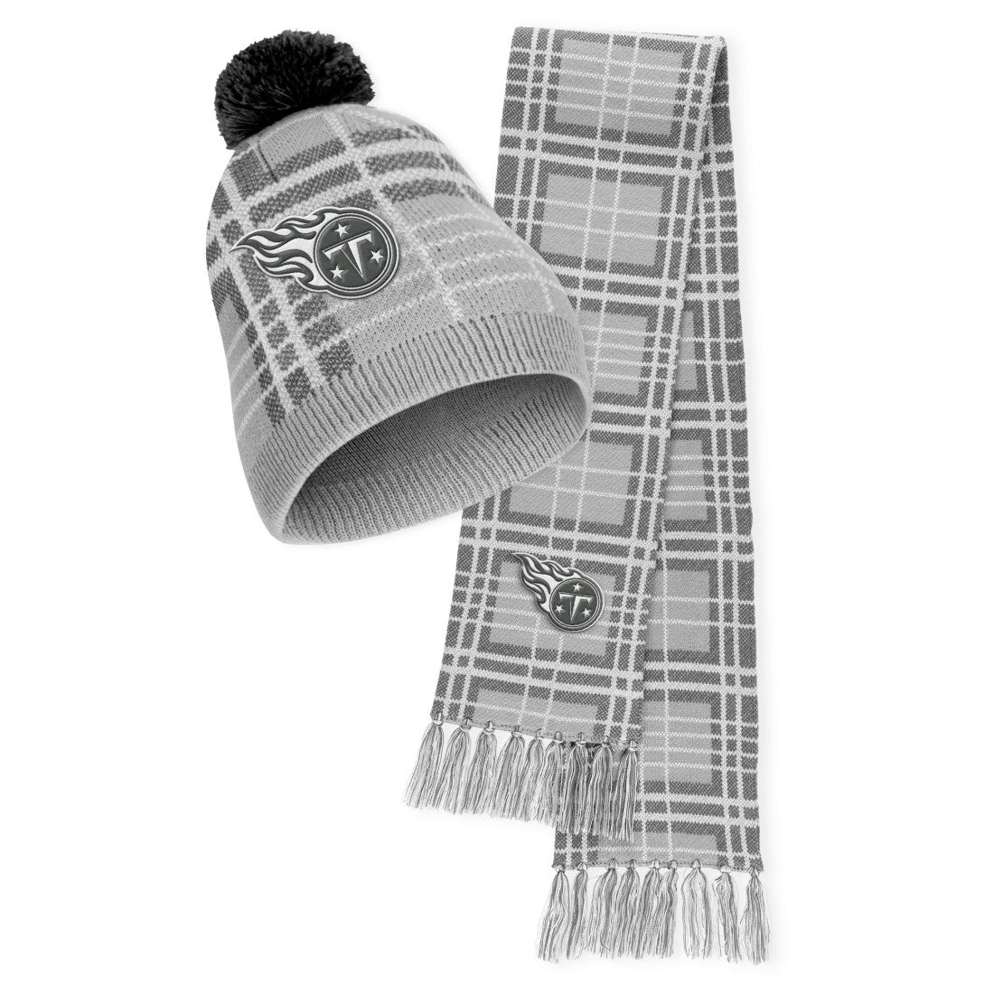 Tennessee Titans WEAR by Erin Andrews Women's Plaid Knit Hat with Pom & Scarf Set - NFL