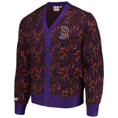 Boston Red Sox PLEASURES Cheetah Cardigan Button-Up Sweater for sale