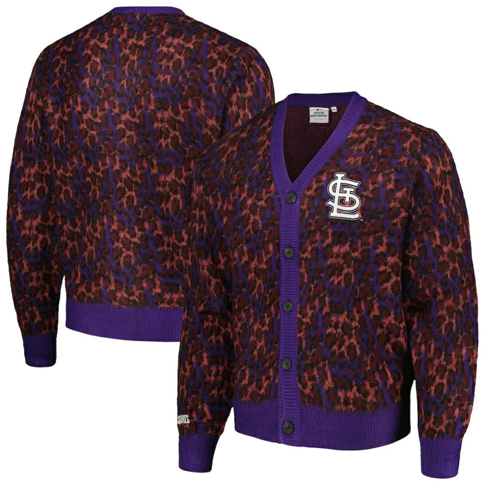 St. Louis Cardinals PLEASURES Cheetah Cardigan Button-Up Sweater Outlet