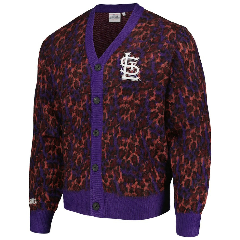 St. Louis Cardinals PLEASURES Cheetah Cardigan Button-Up Sweater Outlet