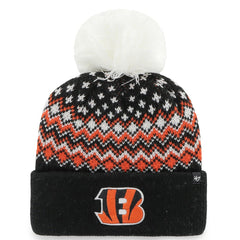 Cincinnati Bengals '47 Women's Elsa Cuffed Knit Hat with Pom - Black - 47 brand