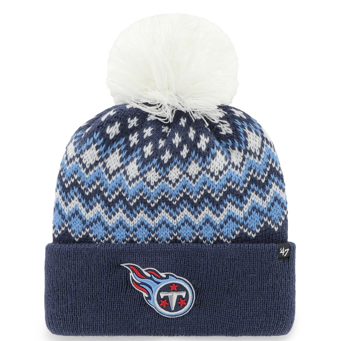Tennessee Titans '47 Women's Elsa Cuffed Knit Hat with Pom - Navy - 47 brand