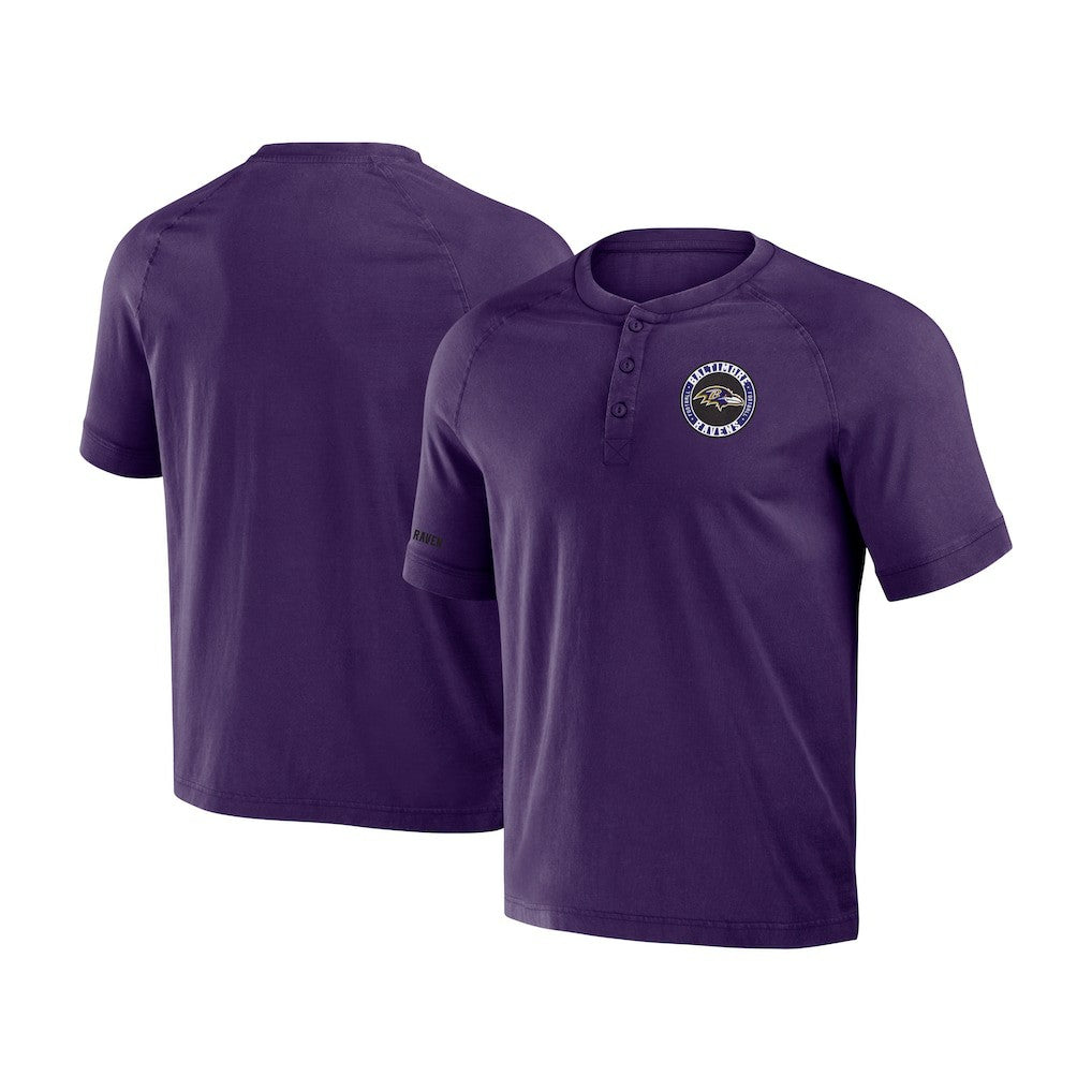 Baltimore Ravens NFL x Darius Rucker Collection Washed Raglan Henley T-Shirt - Purple - Fanatics