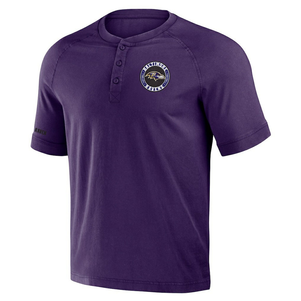 Baltimore Ravens NFL x Darius Rucker Collection Washed Raglan Henley T-Shirt - Purple - Fanatics