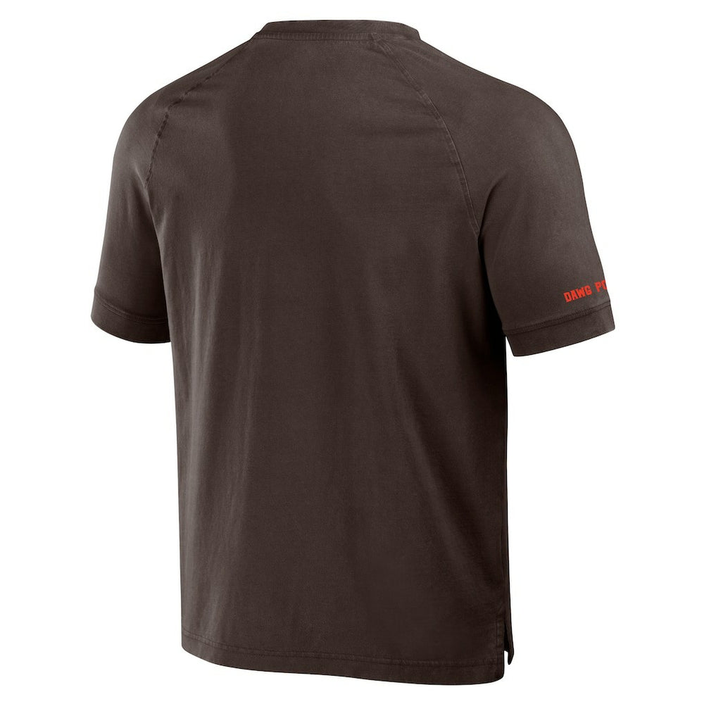 Cleveland Browns NFL x Darius Rucker Collection Washed Raglan Henley T-Shirt - Brown - Fanatics