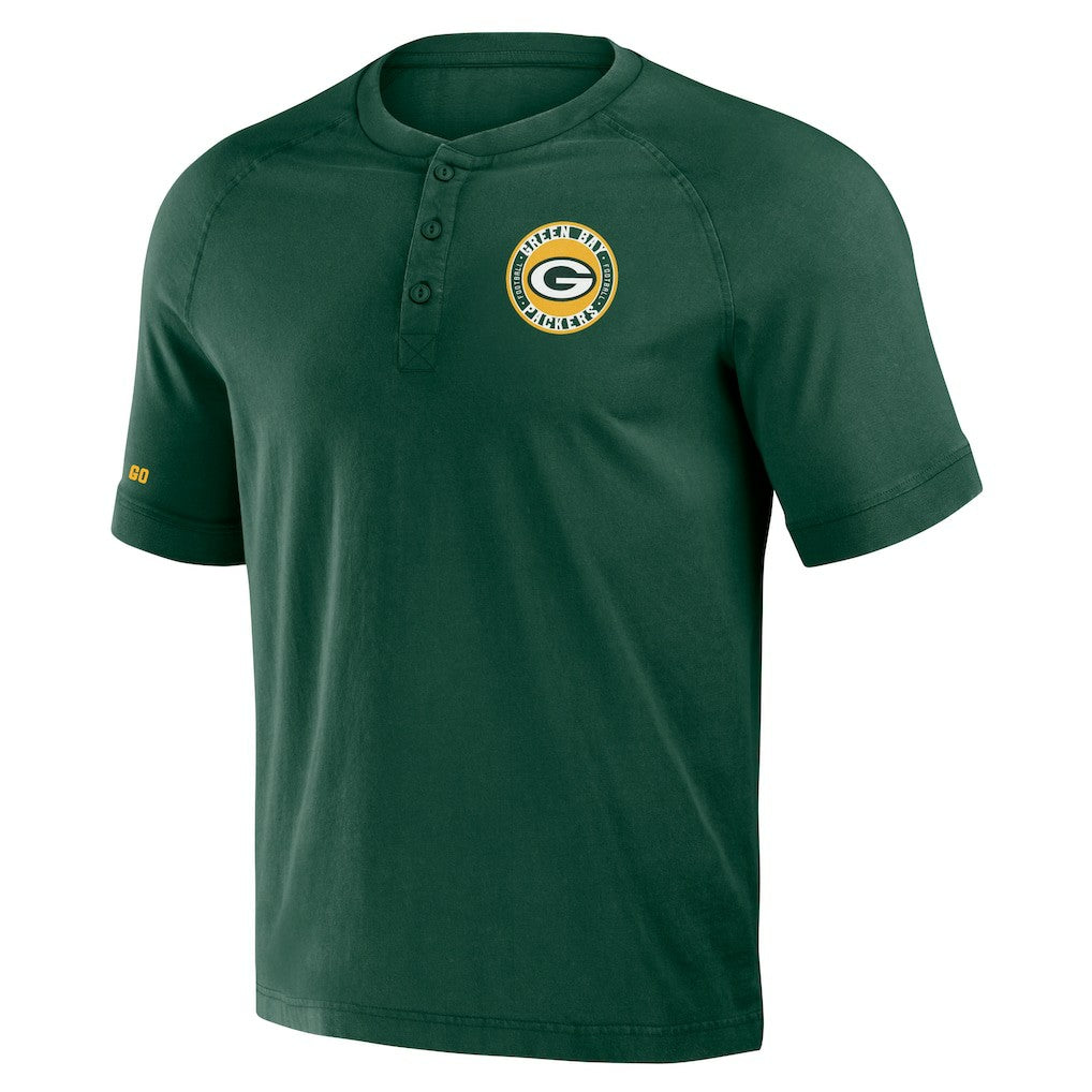 Green Bay Packers NFL x Darius Rucker Collection Washed Raglan Henley T-Shirt - Green - Fanatics