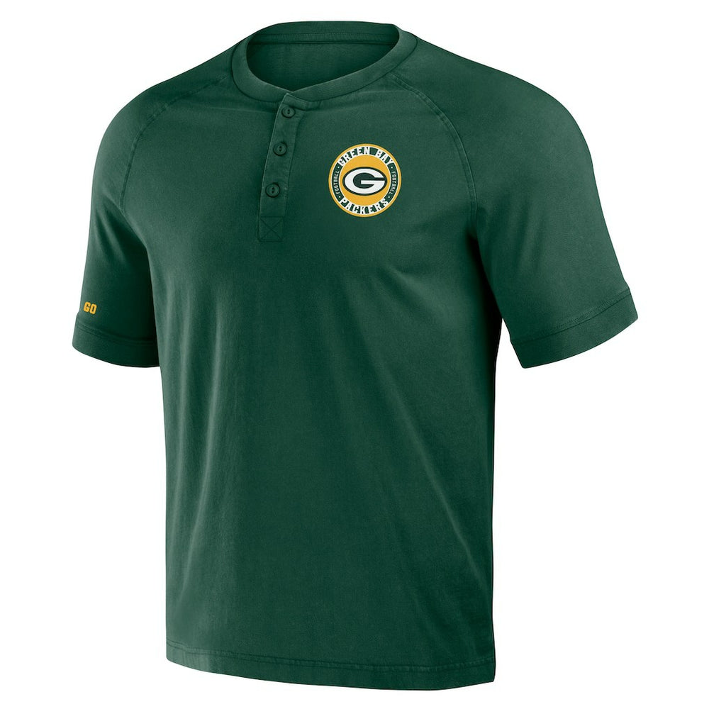 Green Bay Packers NFL x Darius Rucker Collection Washed Raglan Henley T-Shirt - Green - Fanatics