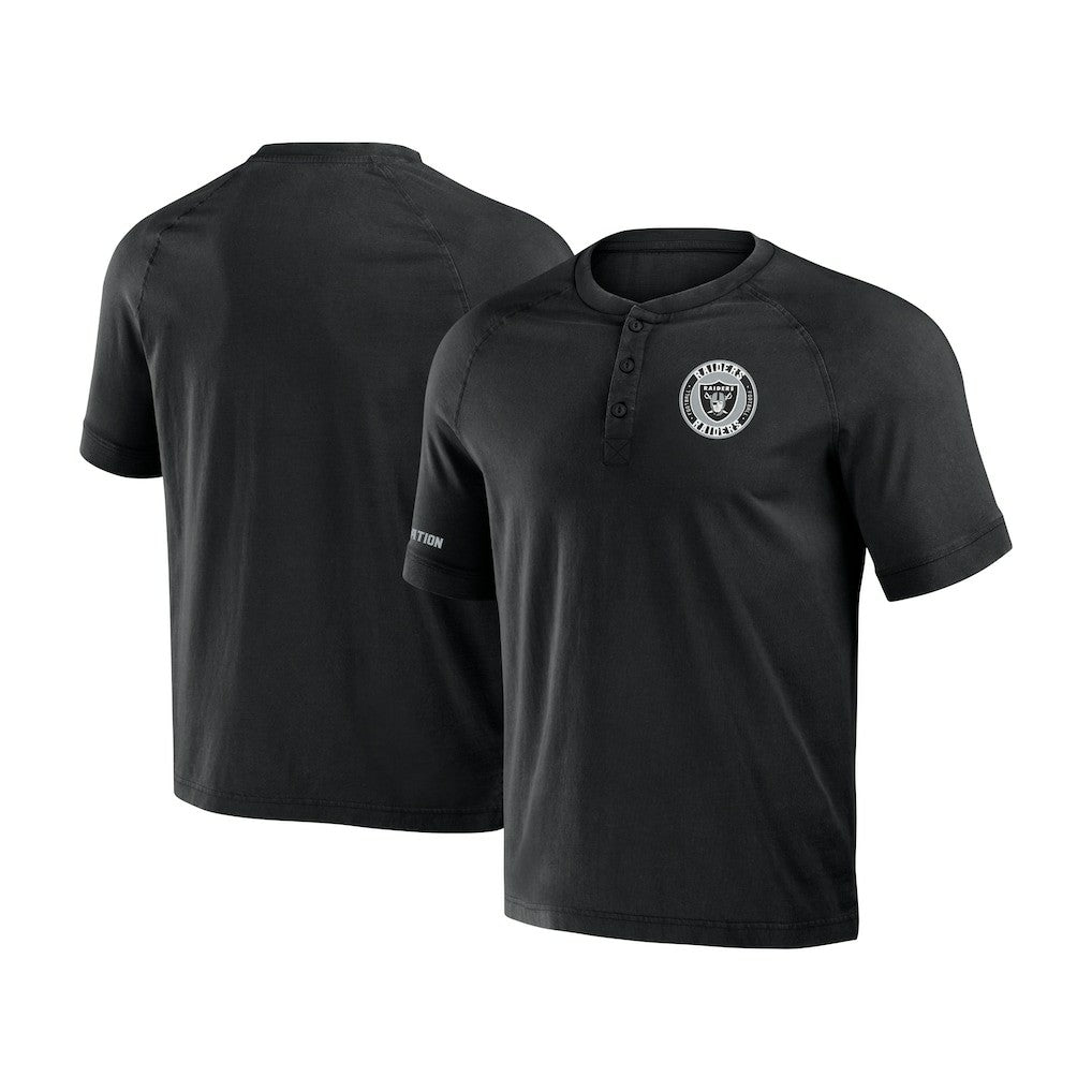 Las Vegas Raiders NFL x Darius Rucker Collection Washed Raglan Henley T-Shirt - Black - Fanatics