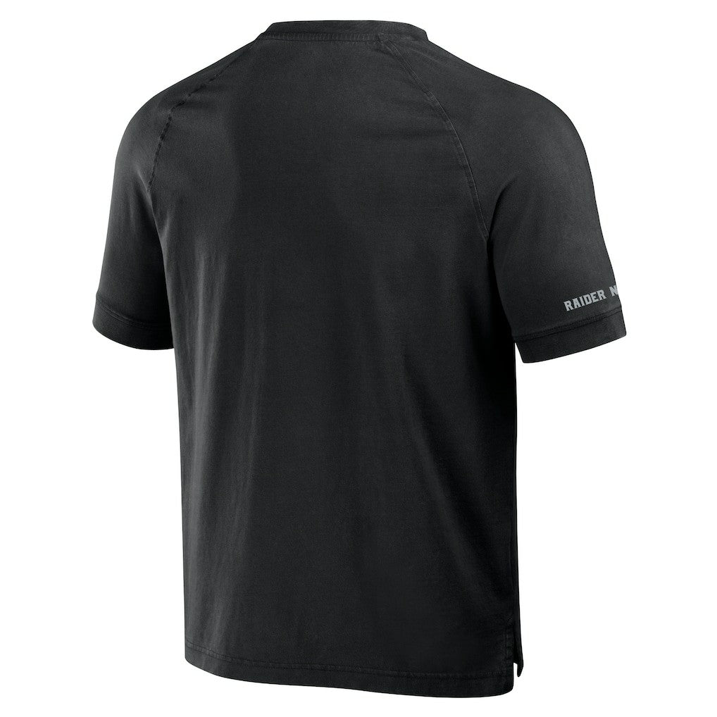 Las Vegas Raiders NFL x Darius Rucker Collection Washed Raglan Henley T-Shirt - Black - Fanatics