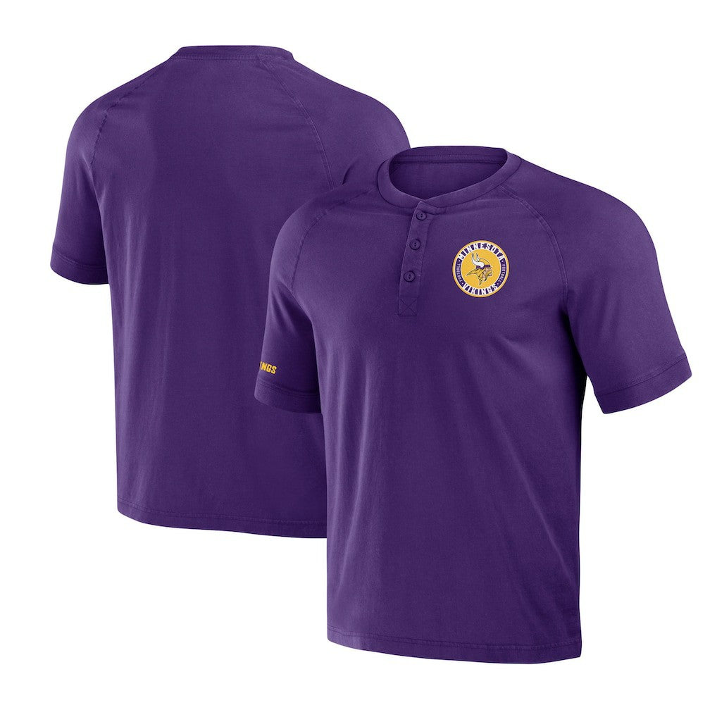 Minnesota Vikings NFL x Darius Rucker Collection Washed Raglan Henley T-Shirt - Purple - Fanatics