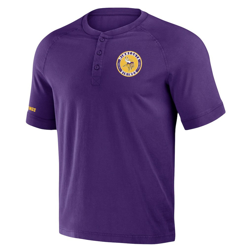Minnesota Vikings NFL x Darius Rucker Collection Washed Raglan Henley T-Shirt - Purple - Fanatics