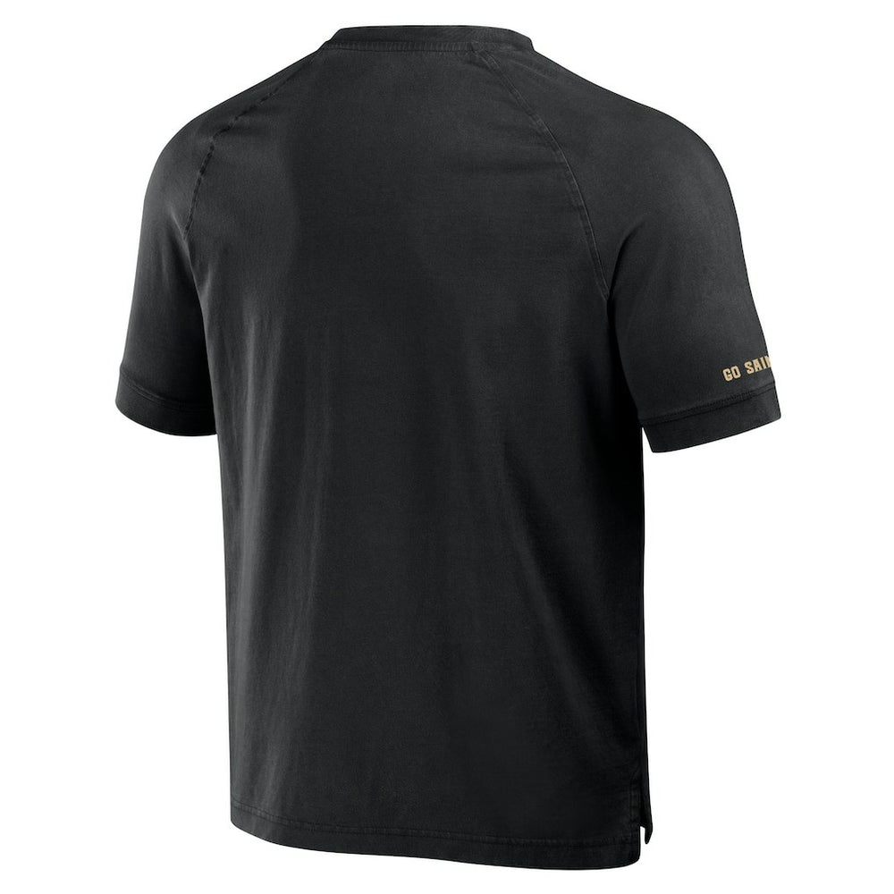 New Orleans Saints NFL x Darius Rucker Collection Washed Raglan Henley T-Shirt - Black - Fanatics