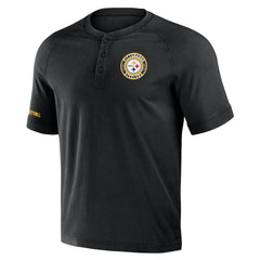 Pittsburgh Steelers NFL x Darius Rucker Collection Washed Raglan Henley T-Shirt - Black - Fanatics