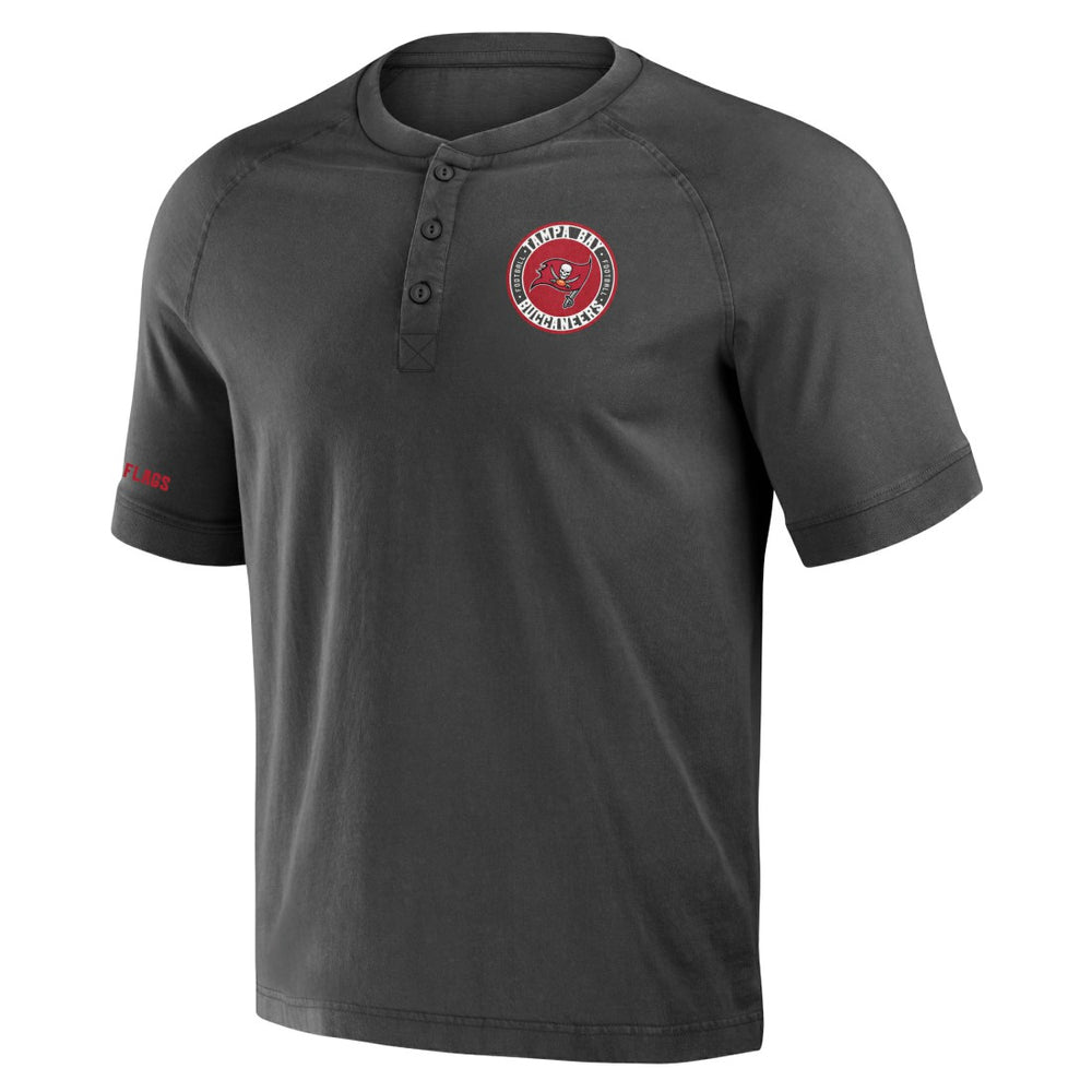 Tampa Bay Buccaneers NFL x Darius Rucker Collection Washed Raglan Henley T-Shirt - Pewter - Fanatics