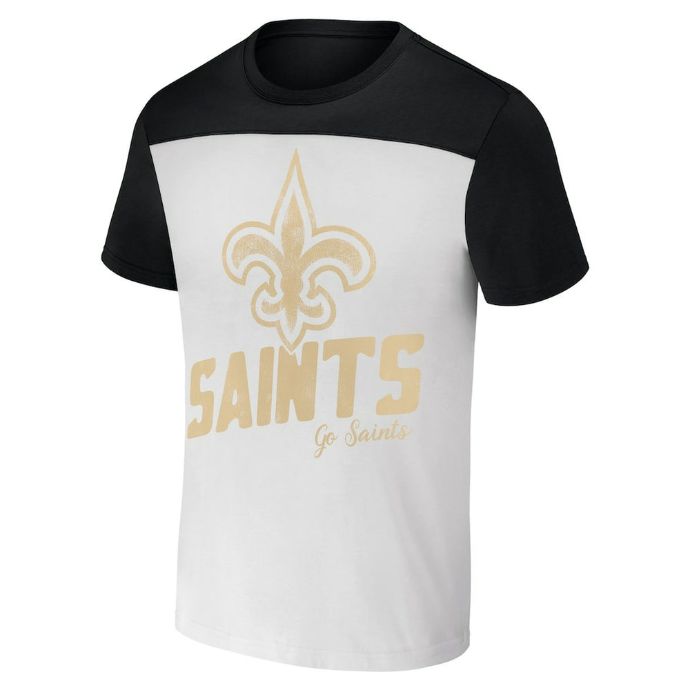 New Orleans Saints NFL x Darius Rucker Collection Colorblocked T-Shirt - White/Black - Fanatics