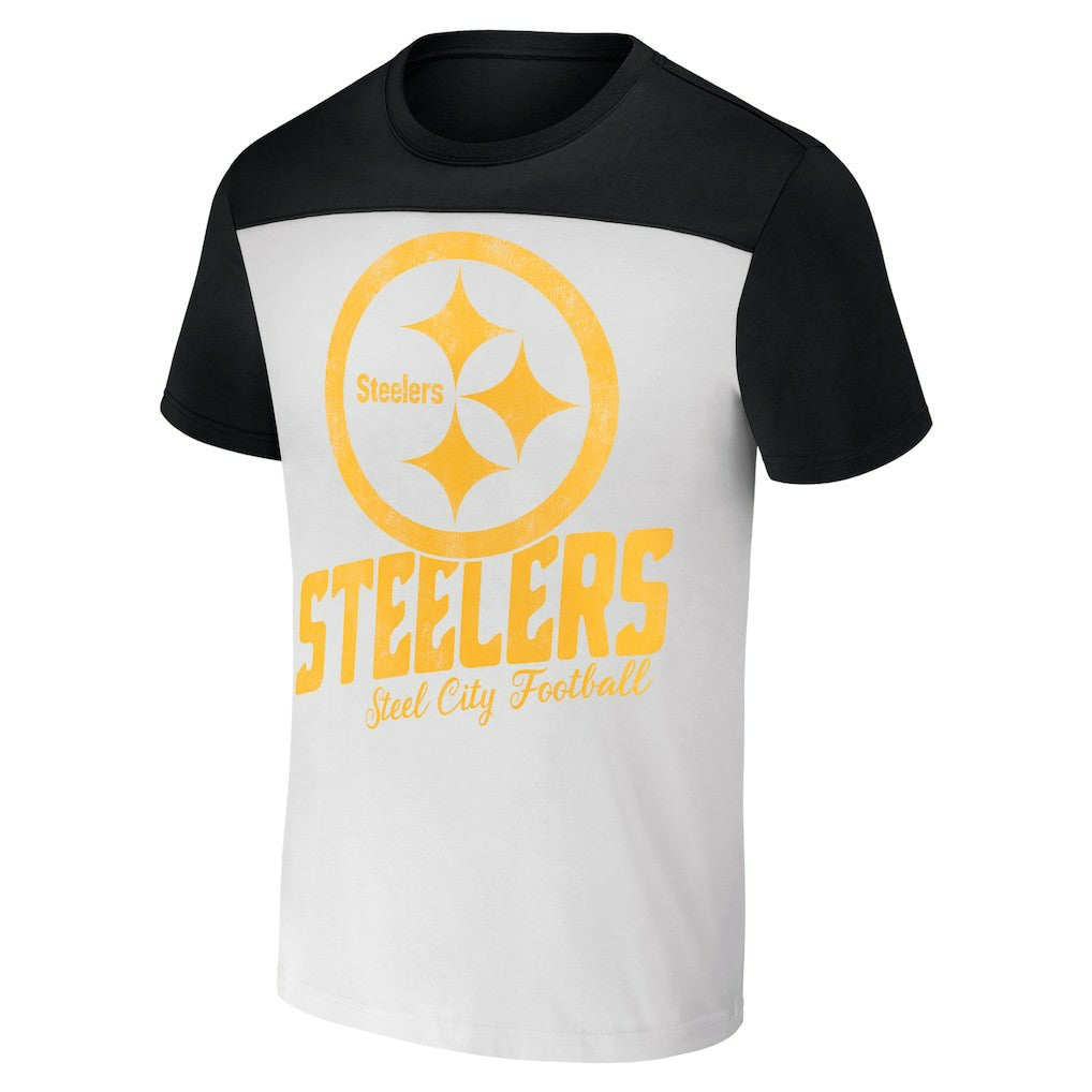 Pittsburgh Steelers NFL x Darius Rucker Collection Colorblocked T-Shirt - White/Black - Fanatics