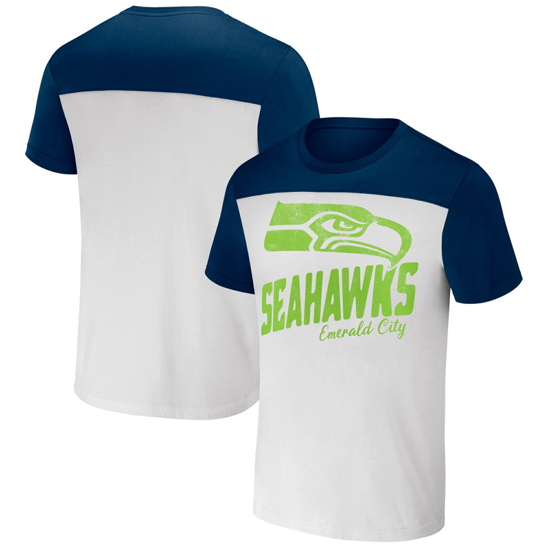 Seattle Seahawks NFL x Darius Rucker Collection Colorblocked T-Shirt - White/College Navy - Fanatics