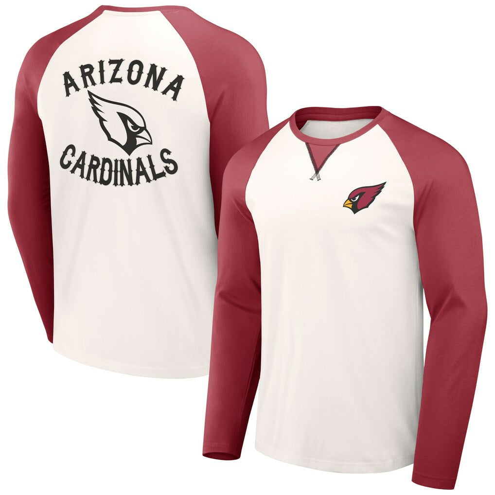 Arizona Cardinals NFL x Darius Rucker Collection Long Sleeve Raglan T-Shirt - Cream/Cardinal - Fanatics