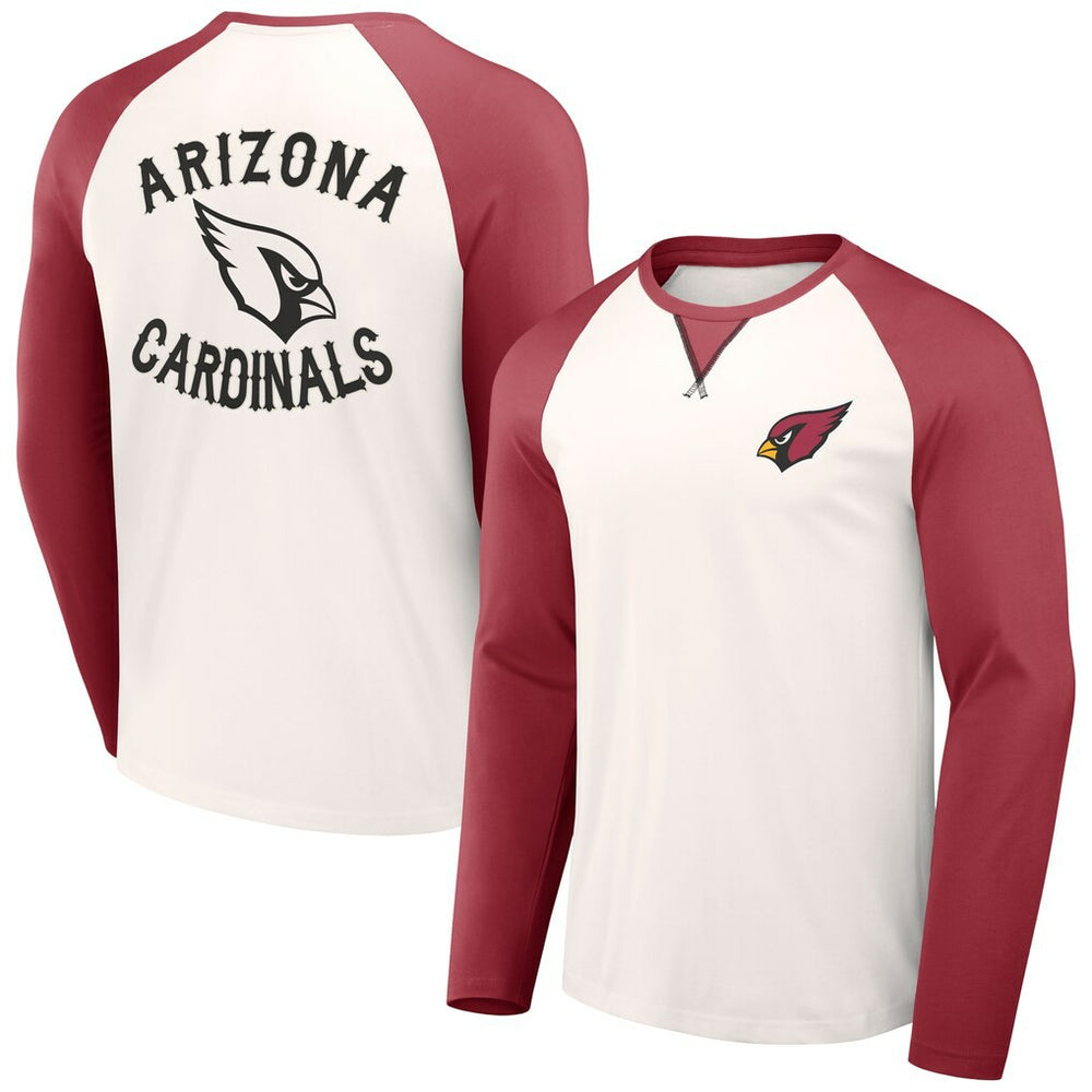 Arizona Cardinals NFL x Darius Rucker Collection Long Sleeve Raglan T-Shirt - Cream/Cardinal - Fanatics