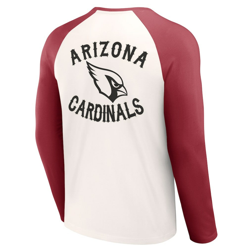 Arizona Cardinals NFL x Darius Rucker Collection Long Sleeve Raglan T-Shirt - Cream/Cardinal - Fanatics