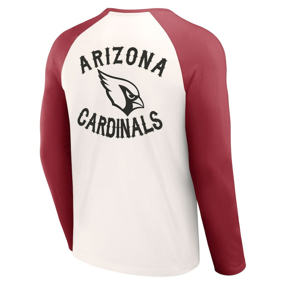 Arizona Cardinals NFL x Darius Rucker Collection Long Sleeve Raglan T-Shirt - Cream/Cardinal - Fanatics