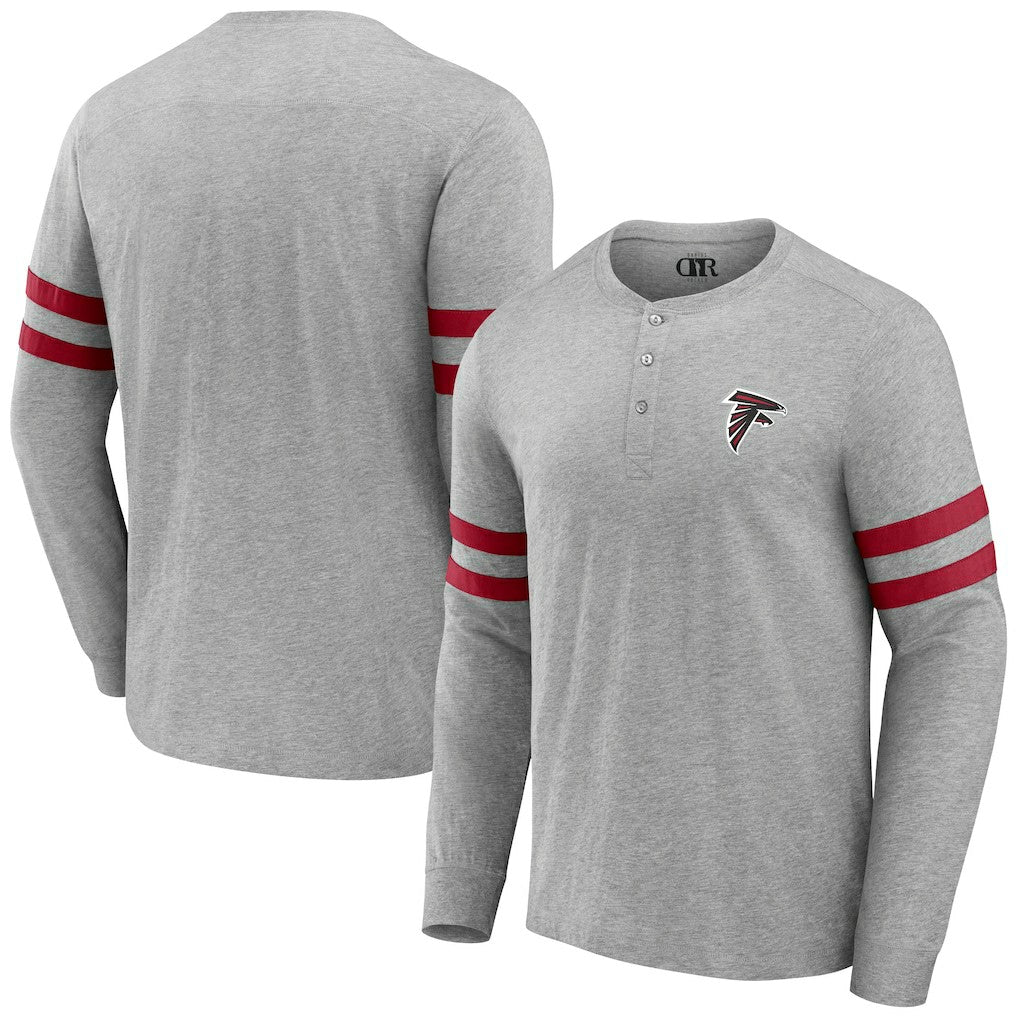 Atlanta Falcons NFL x Darius Rucker Collection Henley Long Sleeve T-Shirt - Heather Gray - Fanatics
