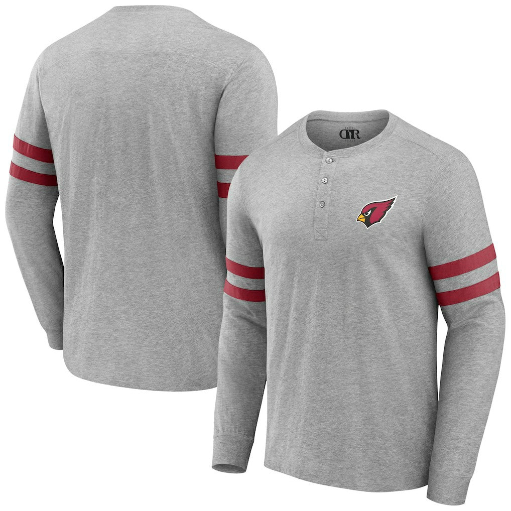 Arizona Cardinals NFL x Darius Rucker Collection Henley Long Sleeve T-Shirt - Heather Gray - Fanatics