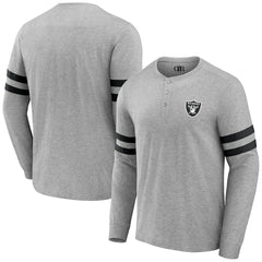 Las Vegas Raiders NFL x Darius Rucker Collection Henley Long Sleeve T-Shirt - Heather Gray - Fanatics