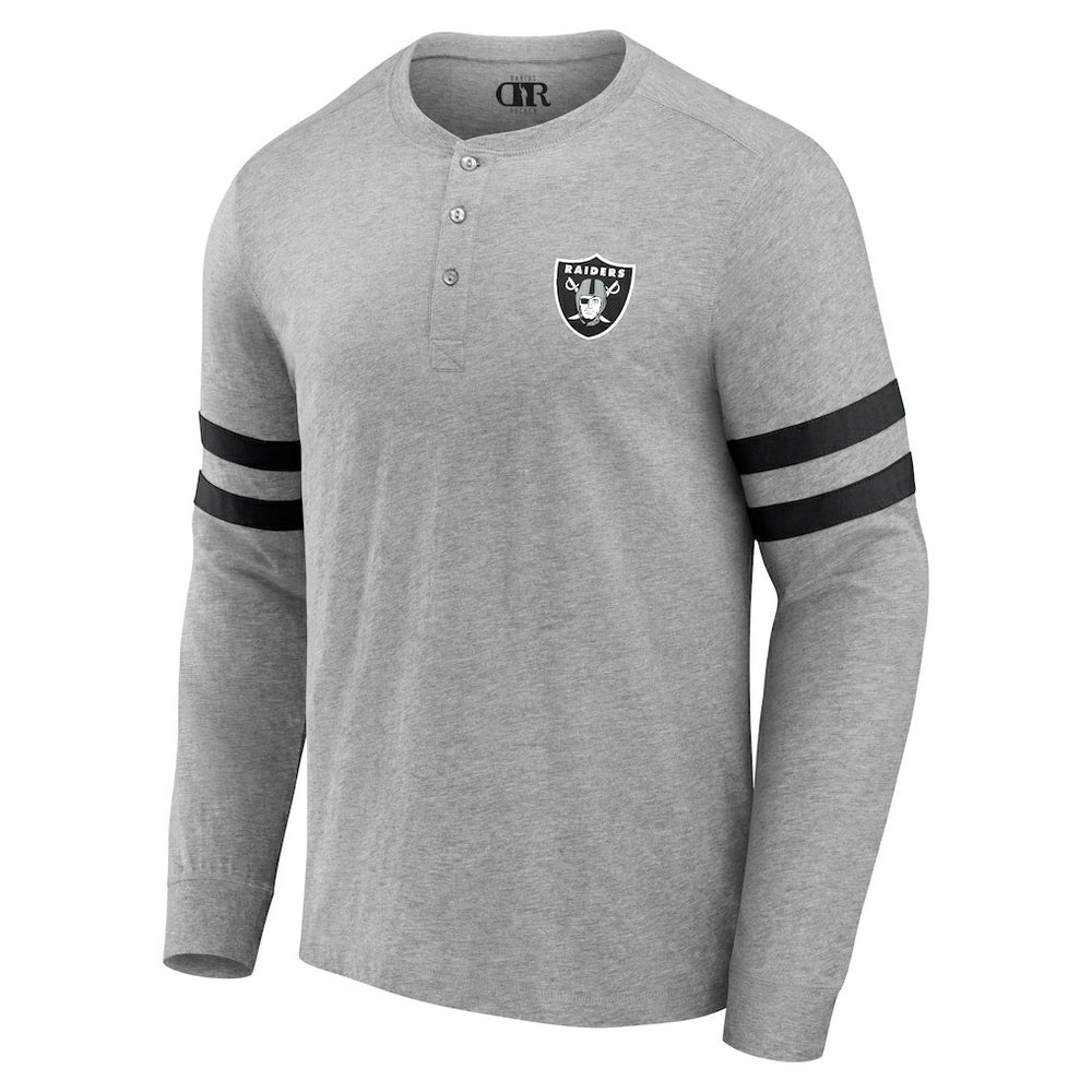 Las Vegas Raiders NFL x Darius Rucker Collection Henley Long Sleeve T-Shirt - Heather Gray - Fanatics