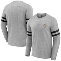 New Orleans Saints NFL x Darius Rucker Collection Henley Long Sleeve T-Shirt - Heather Gray - Fanatics