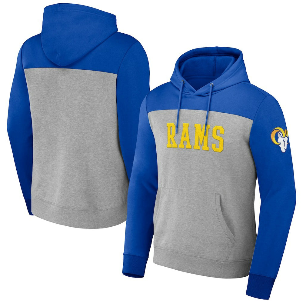 Los Angeles Rams NFL x Darius Rucker Collection Color Blocked Pullover Hoodie - Heather Gray - Fanatics