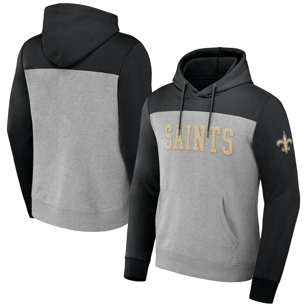 New Orleans Saints NFL x Darius Rucker Collection Color Blocked Pullover Hoodie - Heather Gray - Fanatics