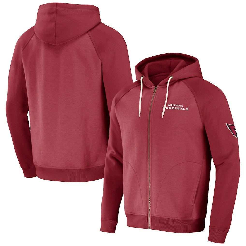 Arizona Cardinals NFL x Darius Rucker Collection Raglan Full-Zip Hoodie - Cardinal - Fanatics