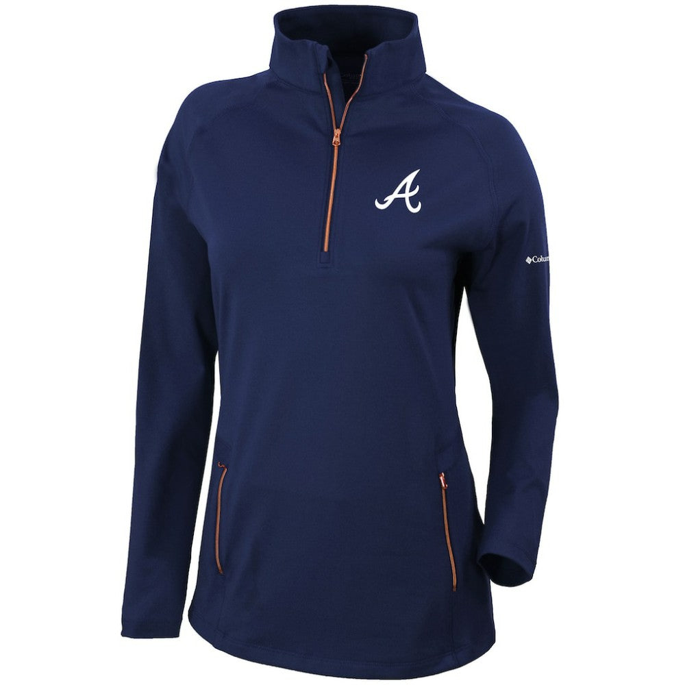 Atlanta Braves Columbia Women's Omni-Wick Outward Nine Quarter-Zip Pullover Top Discount
