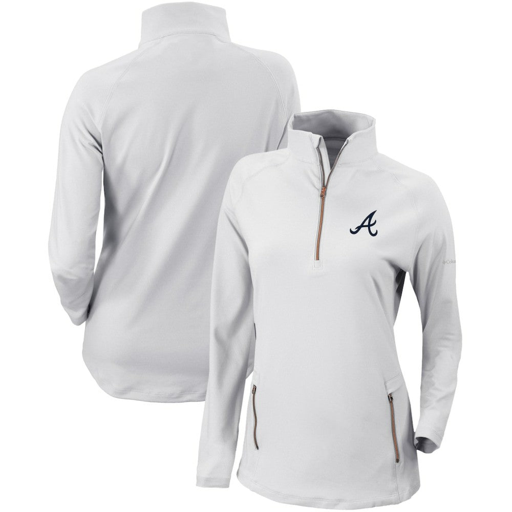 Atlanta Braves Columbia Women's Omni-Wick Outward Nine Quarter-Zip Pullover Top Sale