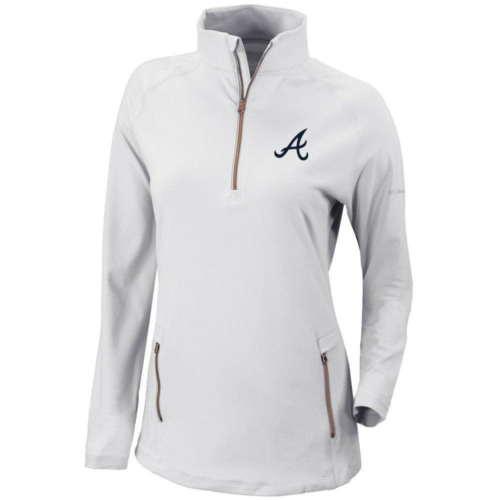 Atlanta Braves Columbia Women's Omni-Wick Outward Nine Quarter-Zip Pullover Top Sale