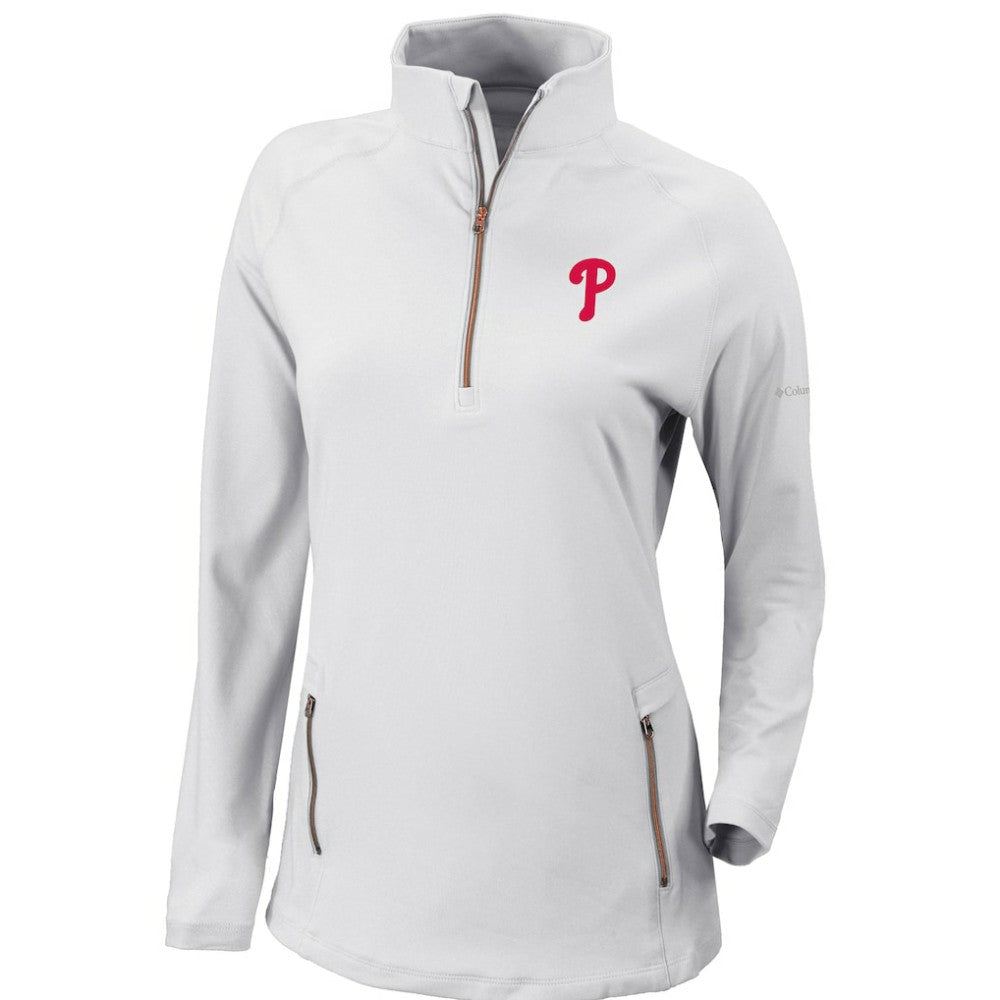 Philadelphia Phillies Columbia Women's Omni-Wick Outward Nine Quarter-Zip Pullover Top for sale