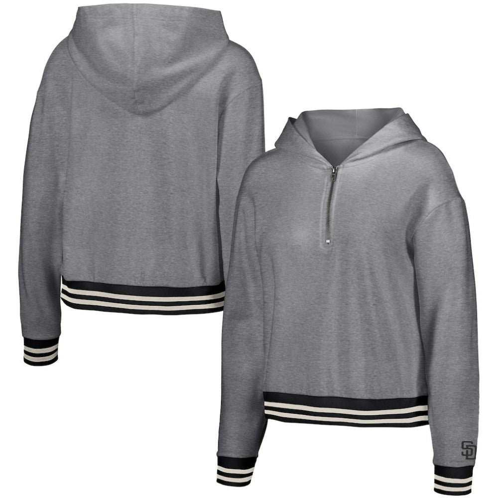 San Diego Padres Lusso Women's Magnolia Tri-Blend Quarter-Zip Hoodie for sale