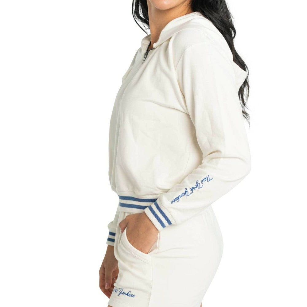 New York Yankees Lusso Women's Magnolia Tri-Blend Quarter-Zip Hoodie for sale