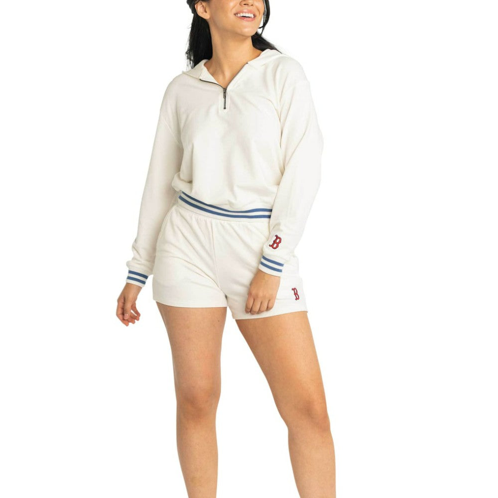 Boston Red Sox Lusso Women's Magnolia Tri-Blend Quarter-Zip Hoodie Outlet