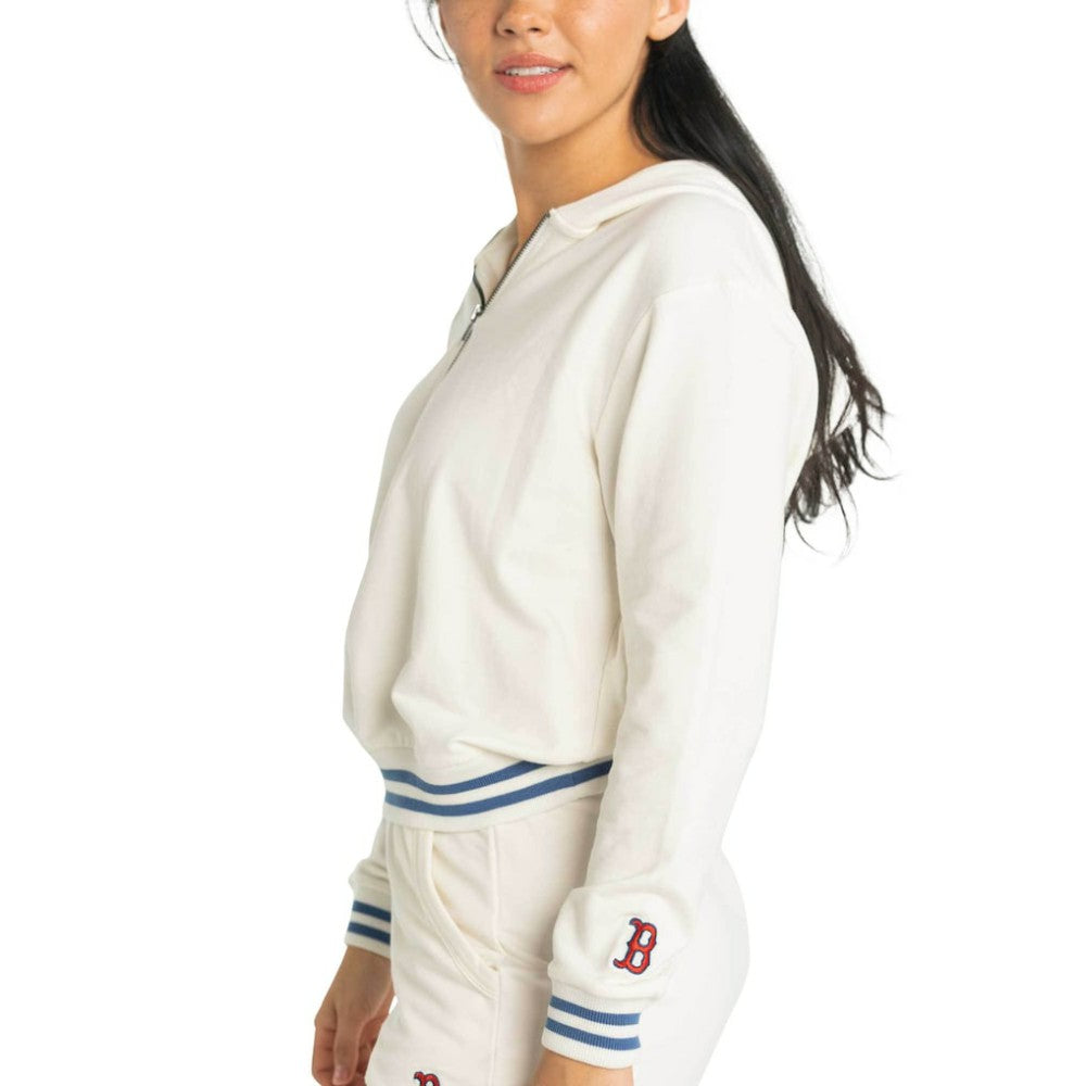 Boston Red Sox Lusso Women's Magnolia Tri-Blend Quarter-Zip Hoodie Outlet