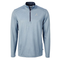 Atlanta Braves Cutter & Buck Virtue Eco Pique Micro Stripe Recycled Quarter-Zip Pullover Top Outlet