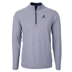 Atlanta Braves Cutter & Buck Virtue Eco Pique Micro Stripe Recycled Quarter-Zip Pullover Top Online