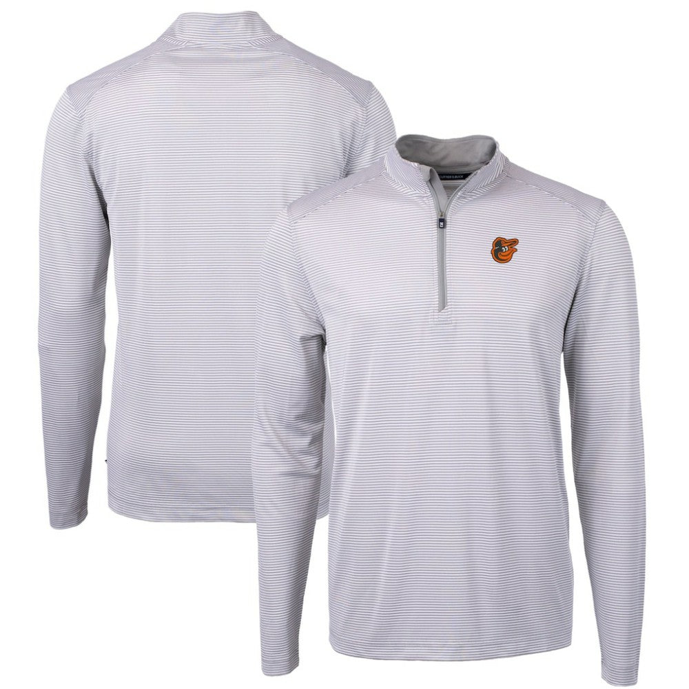 Baltimore Orioles Cutter & Buck Virtue Eco Pique Micro Stripe Recycled Quarter-Zip Pullover Top Online