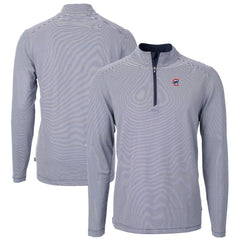 Chicago Cubs Cutter & Buck Virtue Eco Pique Micro Stripe Recycled Quarter-Zip Pullover Top Outlet