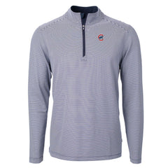 Chicago Cubs Cutter & Buck Virtue Eco Pique Micro Stripe Recycled Quarter-Zip Pullover Top Outlet