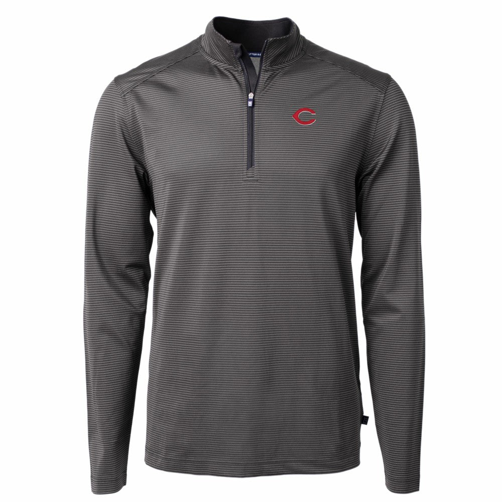 Cincinnati Reds Cutter & Buck Virtue Eco Pique Micro Stripe Recycled Quarter-Zip Pullover Top Near Me