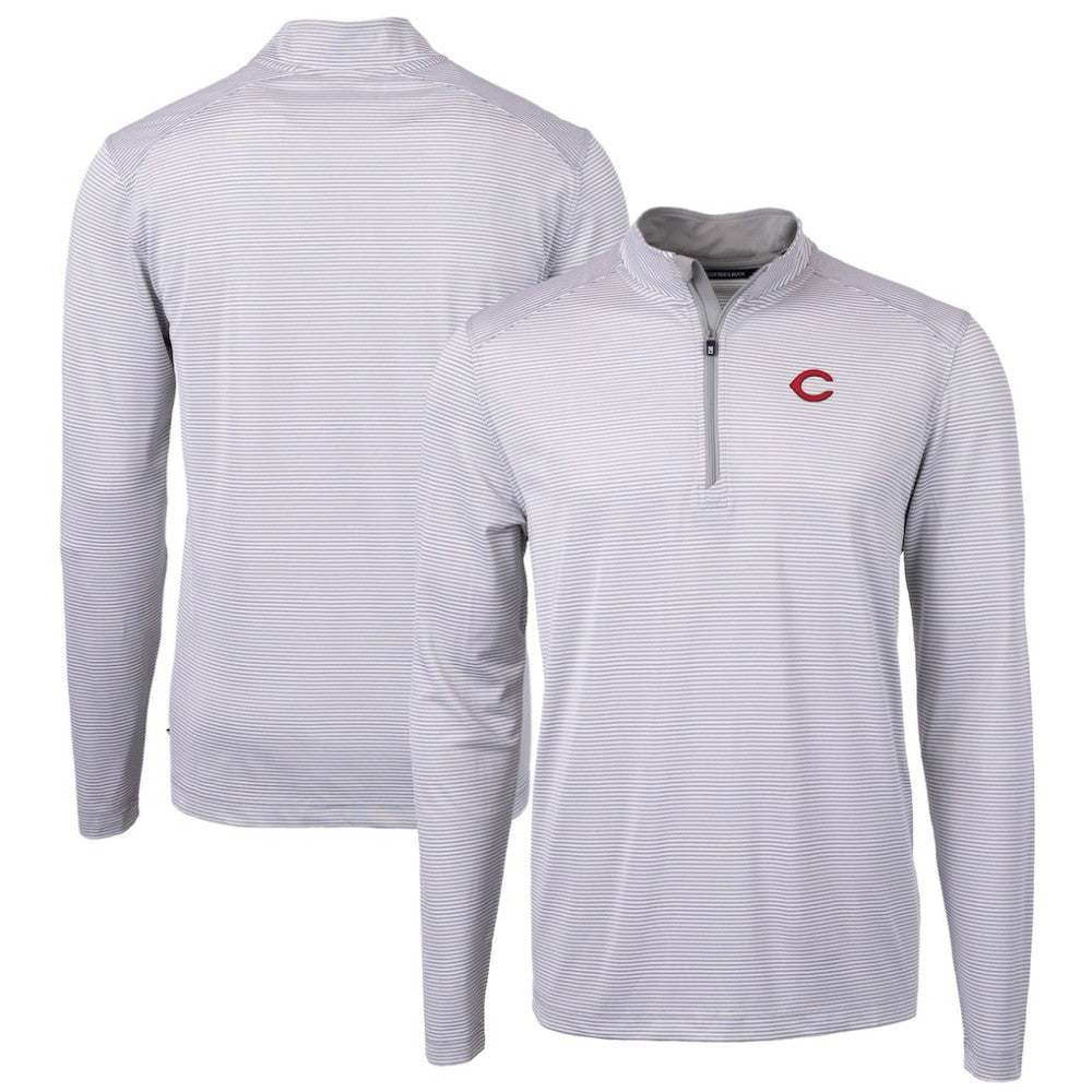 Cincinnati Reds Cutter & Buck Virtue Eco Pique Micro Stripe Recycled Quarter-Zip Pullover Top Near Me