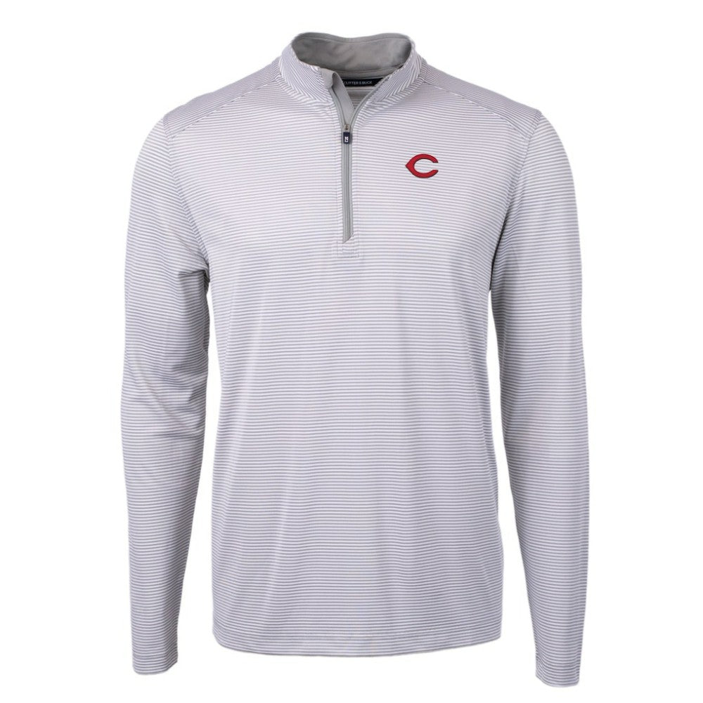 Cincinnati Reds Cutter & Buck Virtue Eco Pique Micro Stripe Recycled Quarter-Zip Pullover Top Near Me