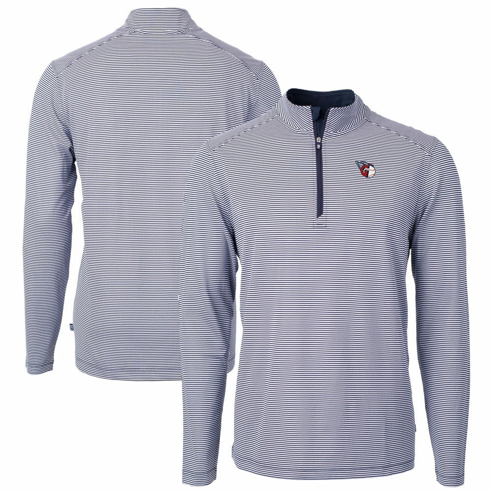 Cleveland Guardians Cutter & Buck Virtue Eco Pique Micro Stripe Recycled Quarter-Zip Pullover Top Online